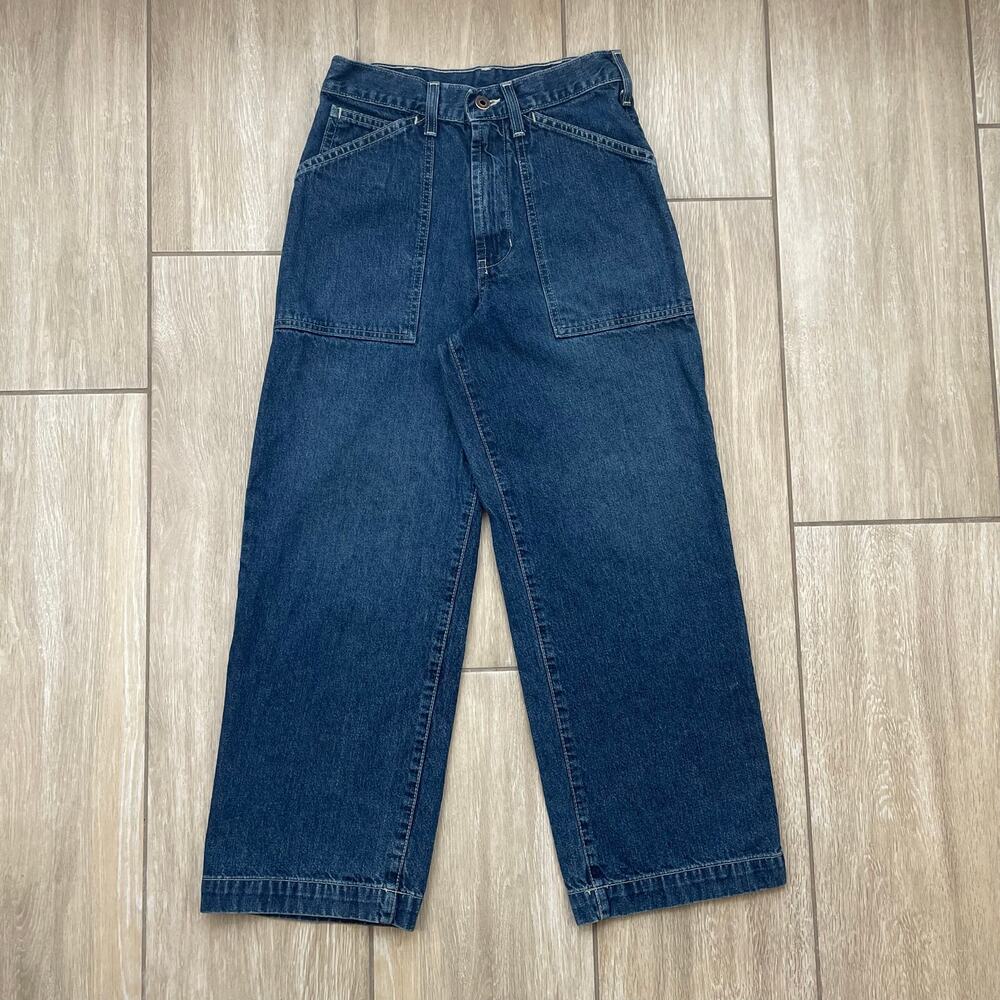 Vintage Abercrombie Kids 12 Wide Leg Patch Pocket Jeans Made in USA Y2K